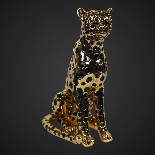 Jaguar en or sur picure noir